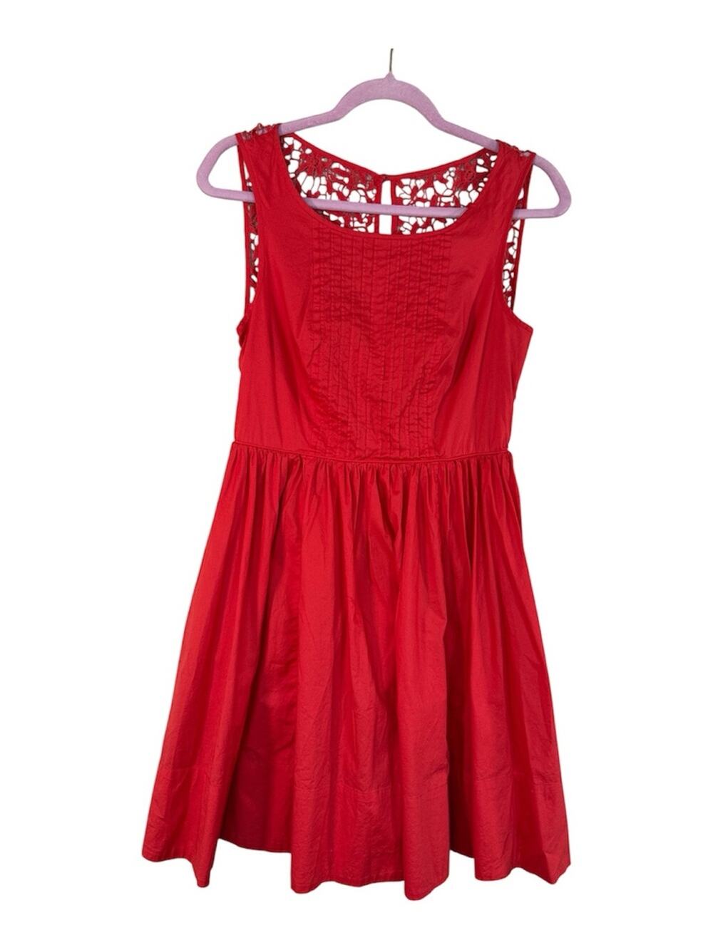 Moulinette Soeurs Red Lace Fit & Flare Mini Dress Womens 4 Classic Anthropologie